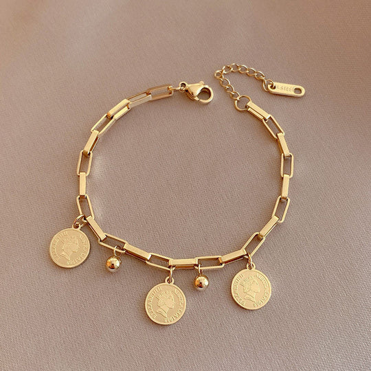 Adjustable coin bracelet