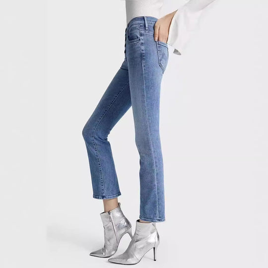 Delaila - high waist straight leg cropped jeans