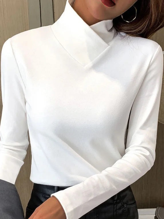 Elegant mock-neck long-sleeve top for women