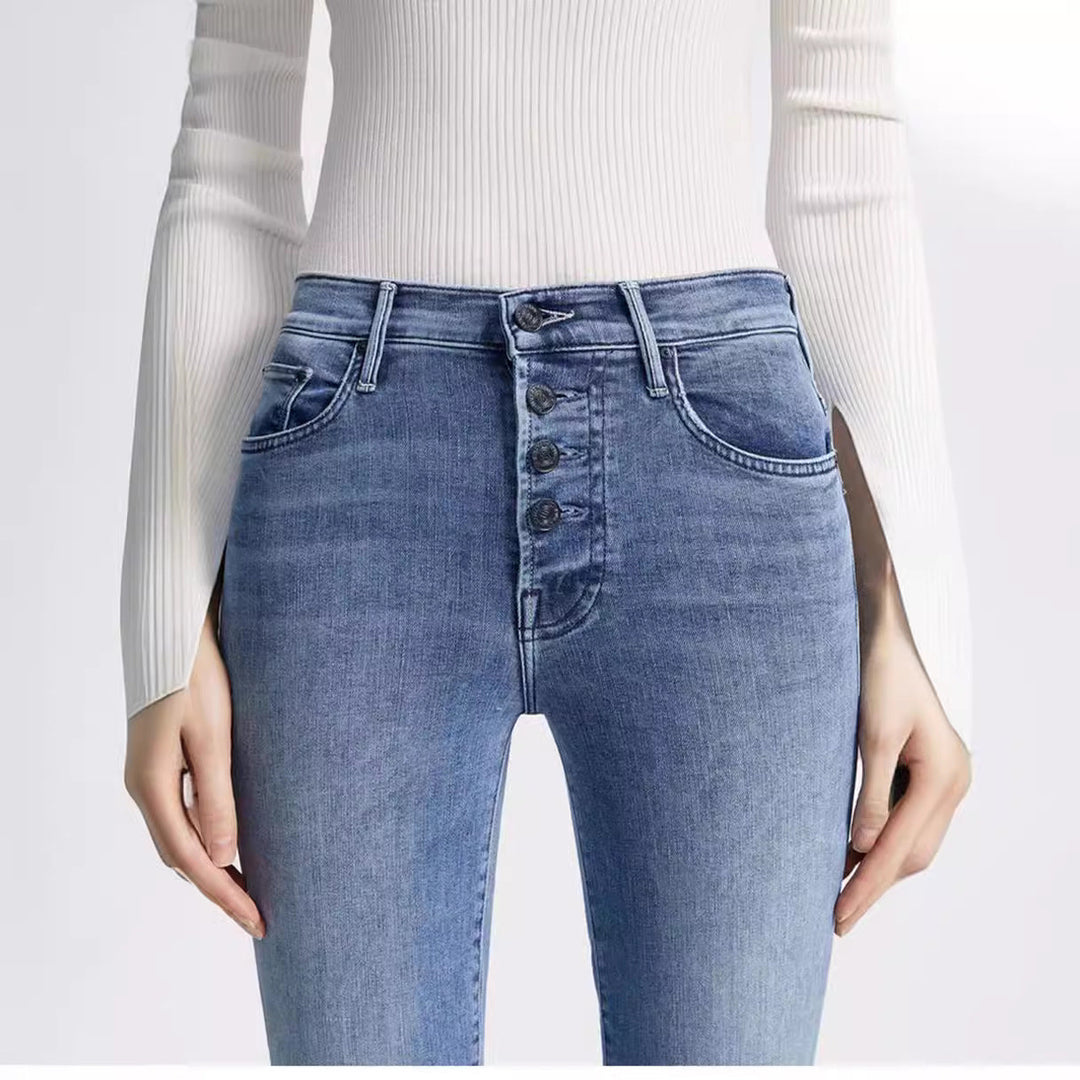 Delaila - high waist straight leg cropped jeans