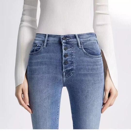 Delaila - high waist straight leg cropped jeans