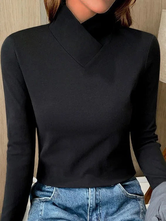 Elegant mock-neck long-sleeve top for women