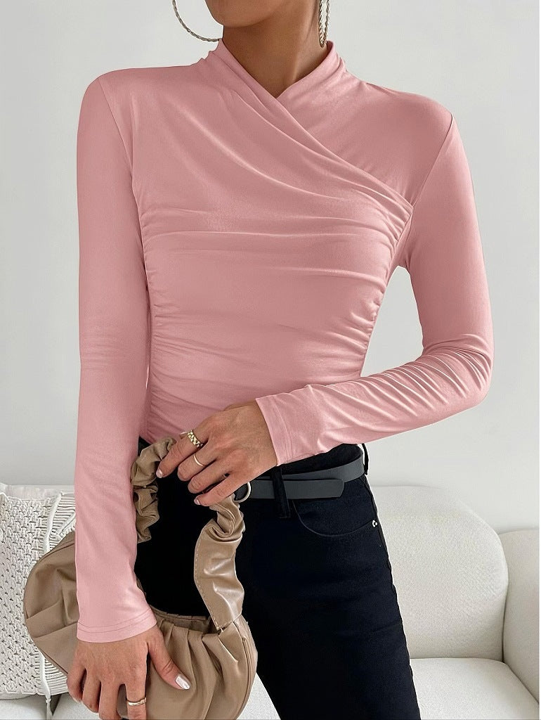 Heidi - cross-neck slim long sleeve top