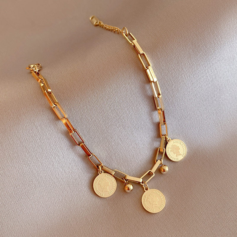 Adjustable coin bracelet