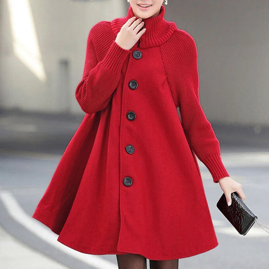 Large size mid-length loose tweed coat for women