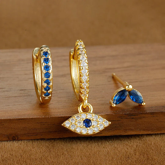 Alberta - evil eye blue zircon earring set