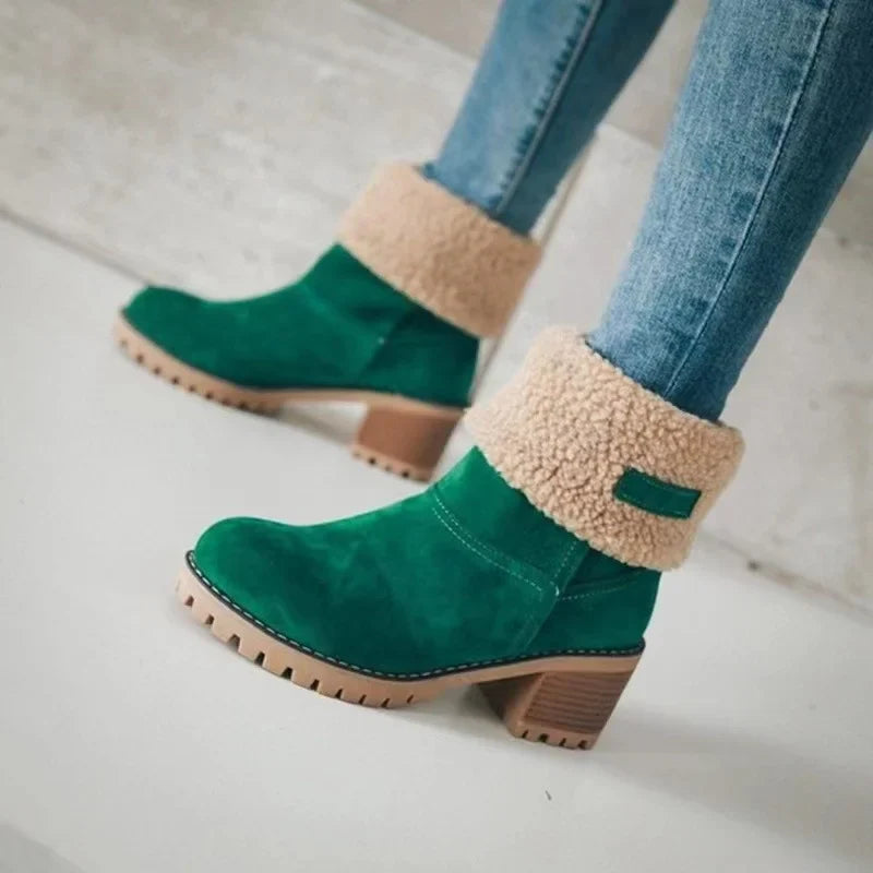 Women's autumn/winter casual square heel round toe block heel boots