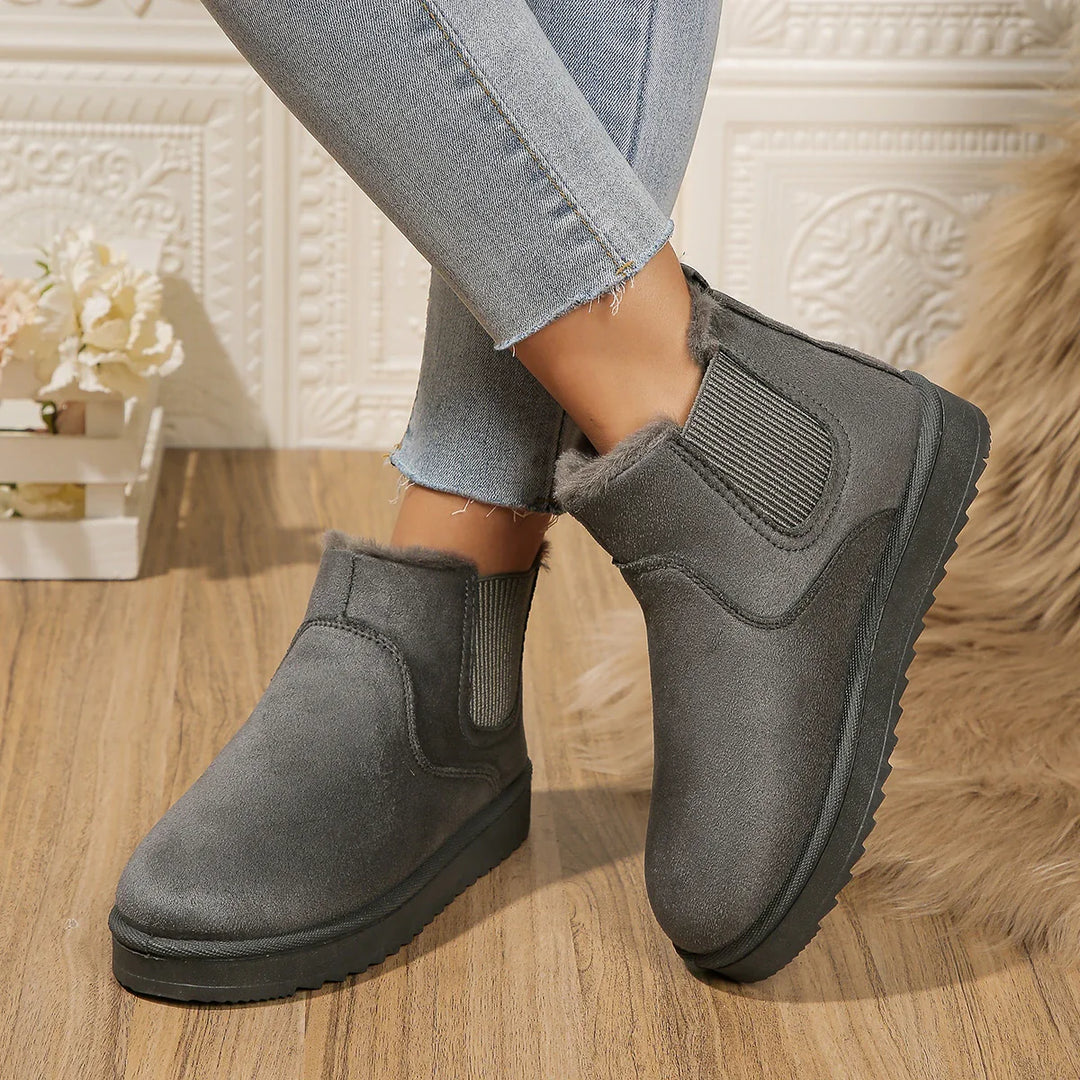 Women's autumn/winter plush slip-on flats ankle snow boots