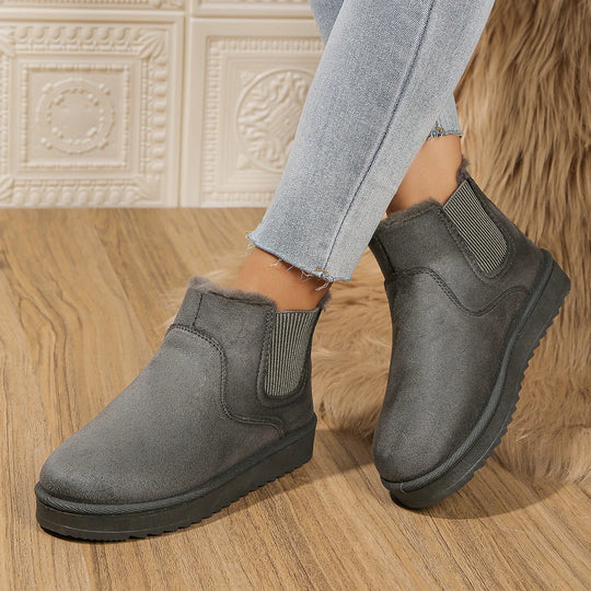 Women's autumn/winter plush slip-on flats ankle snow boots