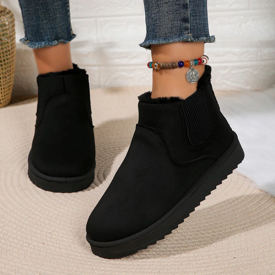 Women's autumn/winter plush slip-on flats ankle snow boots