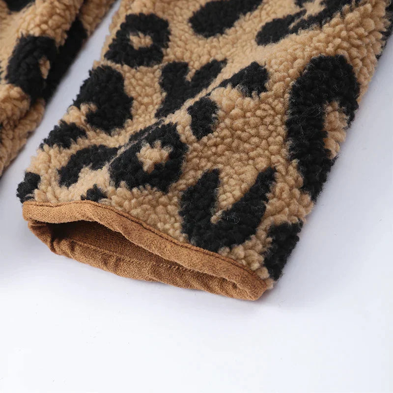 Leopard print winter jacket for women