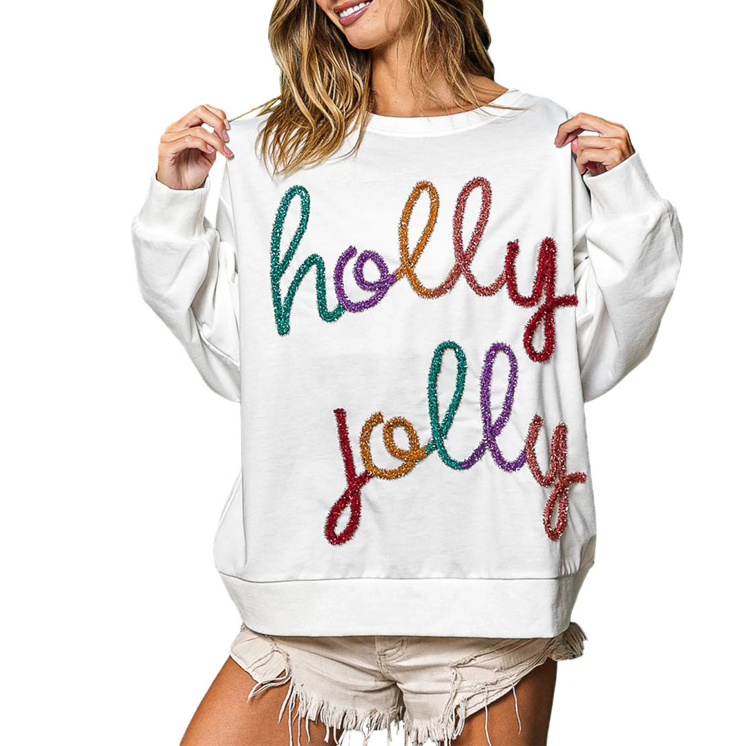 Women's holly jolly holiday sweatshirt