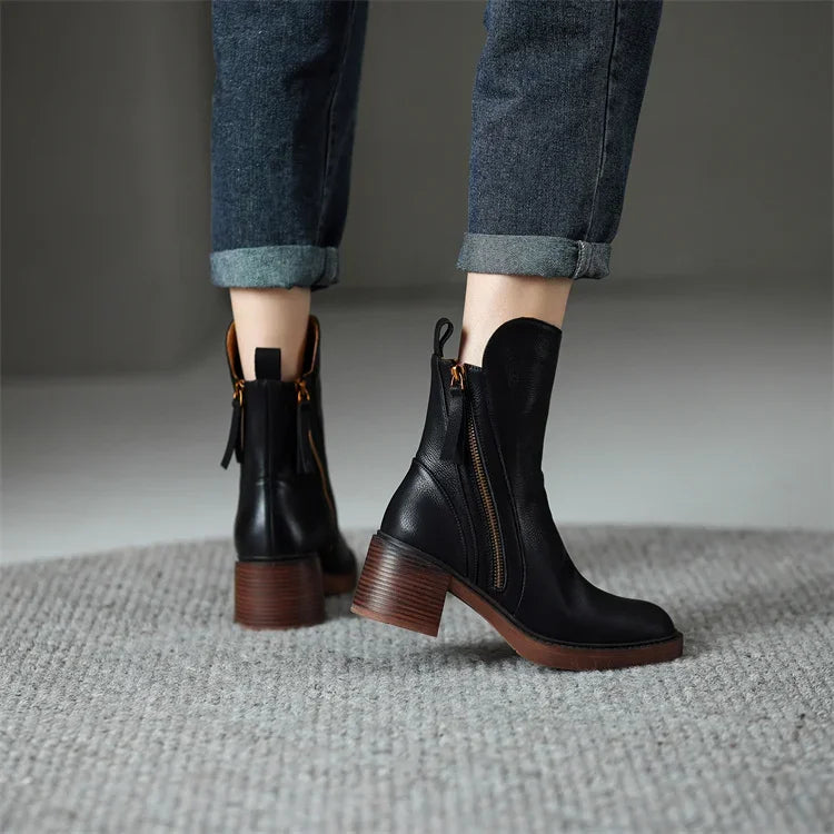 Elle Leather Ankle Boots