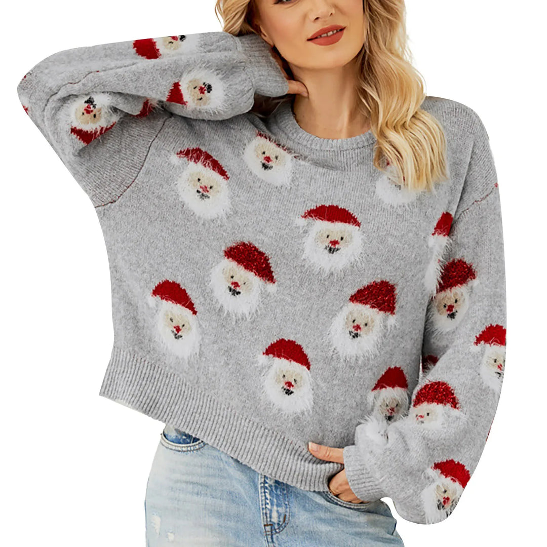 Women's Santa print holiday sweater