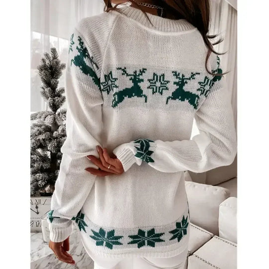 Women's reindeer and snowflake Christmas sweater