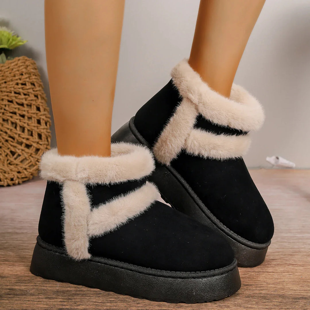 Women's autumn/winter plush platform slip-on ankle booties