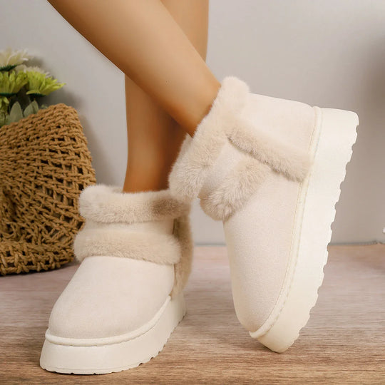 Women's autumn/winter plush platform slip-on ankle booties