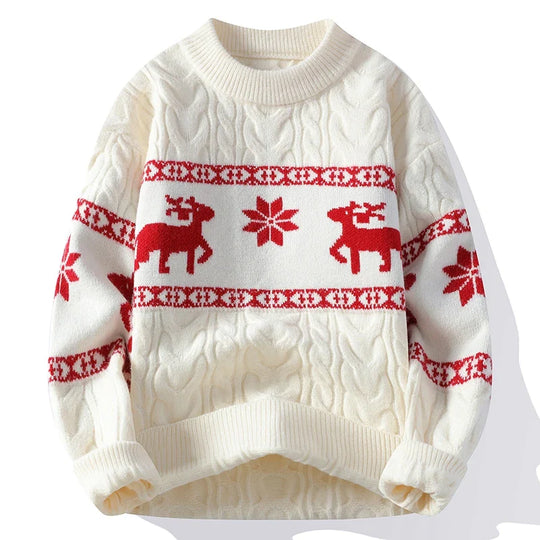 Women's reindeer knit holiday sweater