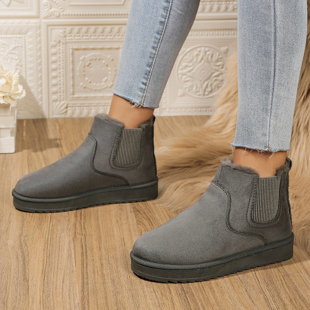 Women's autumn/winter plush slip-on flats ankle snow boots