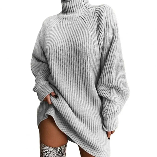 Women's autumn winter mid-length raglan sleeve sweater dress