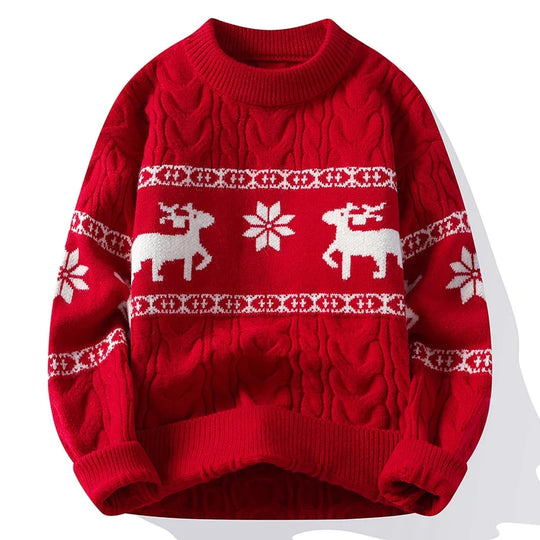 Women's reindeer knit holiday sweater