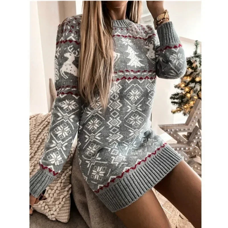 Women's holiday fair isle sweater dress