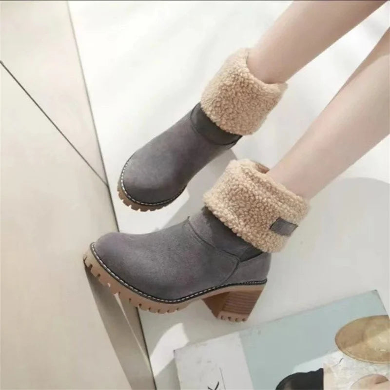 Women's autumn/winter casual square heel round toe block heel boots