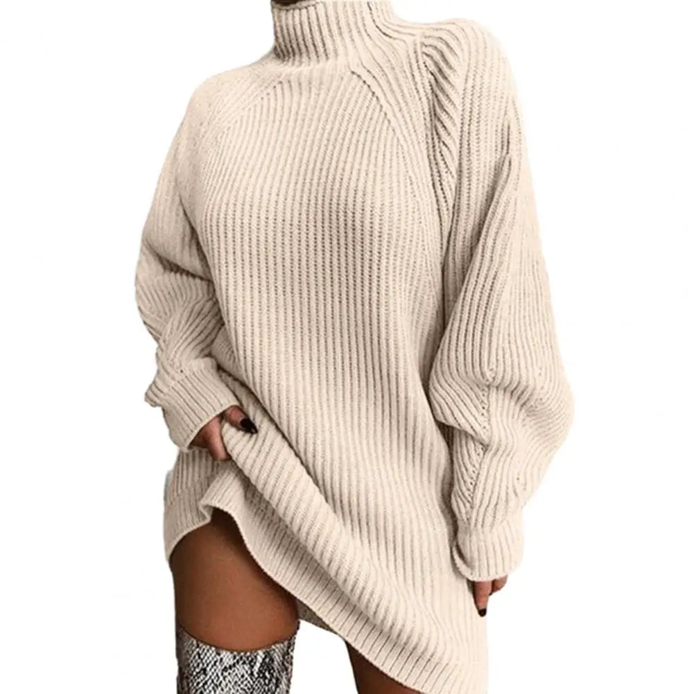 Women's autumn winter mid-length raglan sleeve sweater dress