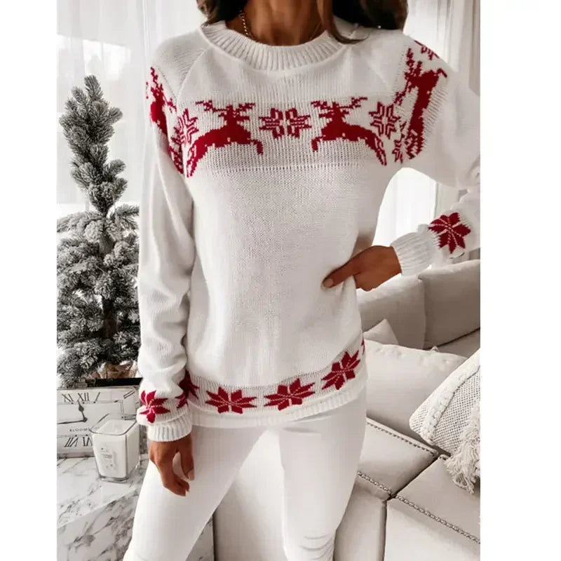 Women's reindeer and snowflake Christmas sweater