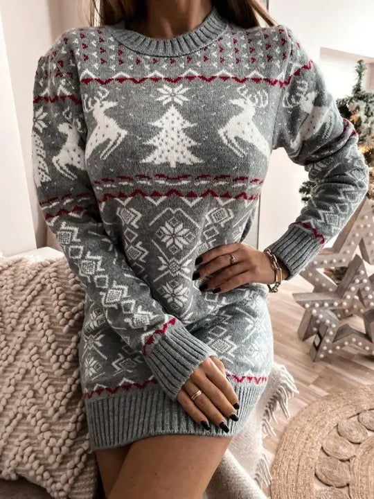 Women's holiday fair isle sweater dress