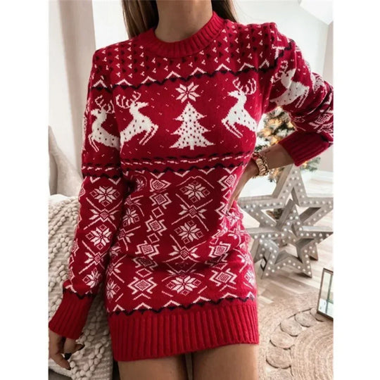 Women's holiday fair isle sweater dress