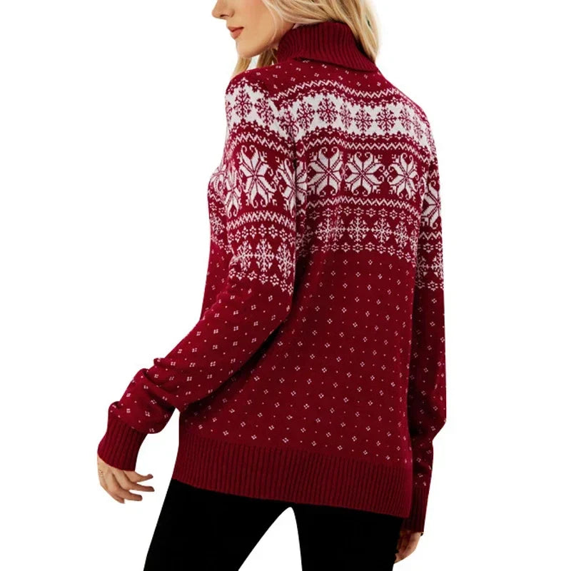 Women's snowflake turtleneck winter sweater