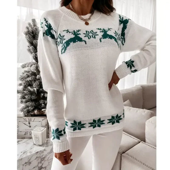 Women's reindeer and snowflake Christmas sweater