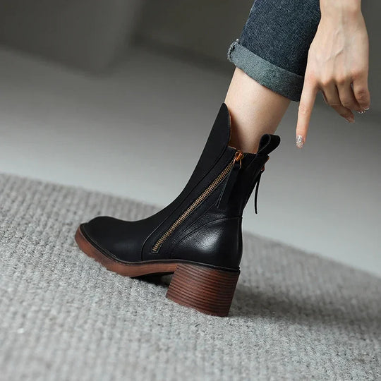 Elle Leather Ankle Boots