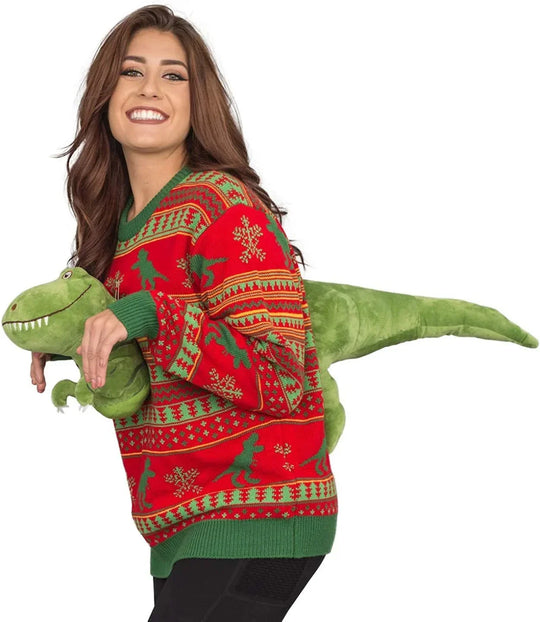 Unisex interactive dinosaur and shark holiday sweaters