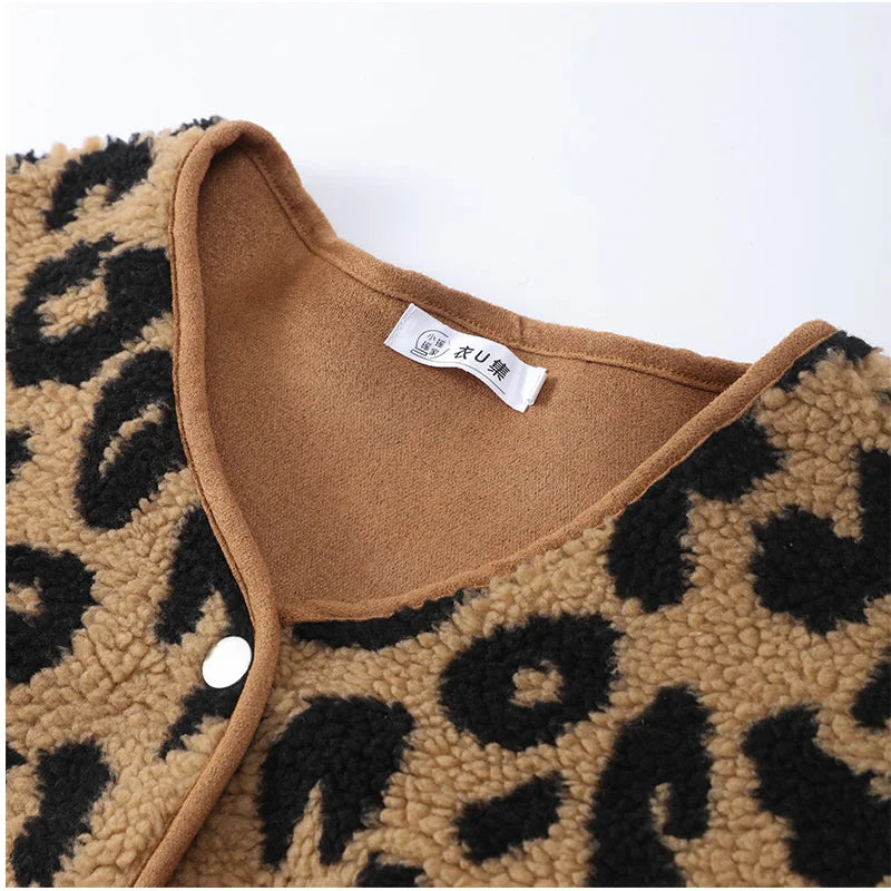 Leopard print winter jacket for women