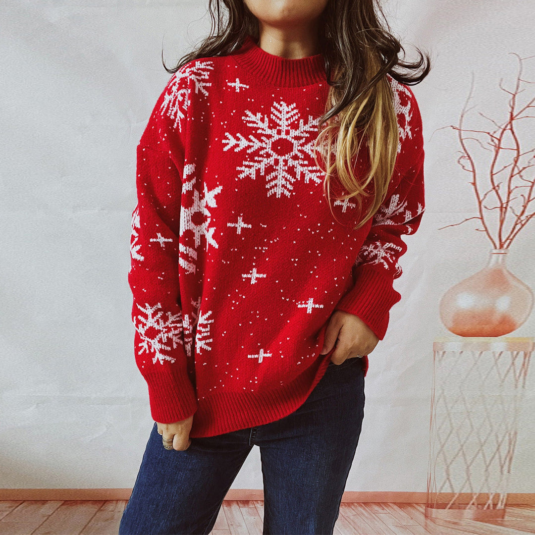 Women's oversized snowflake holiday sweater