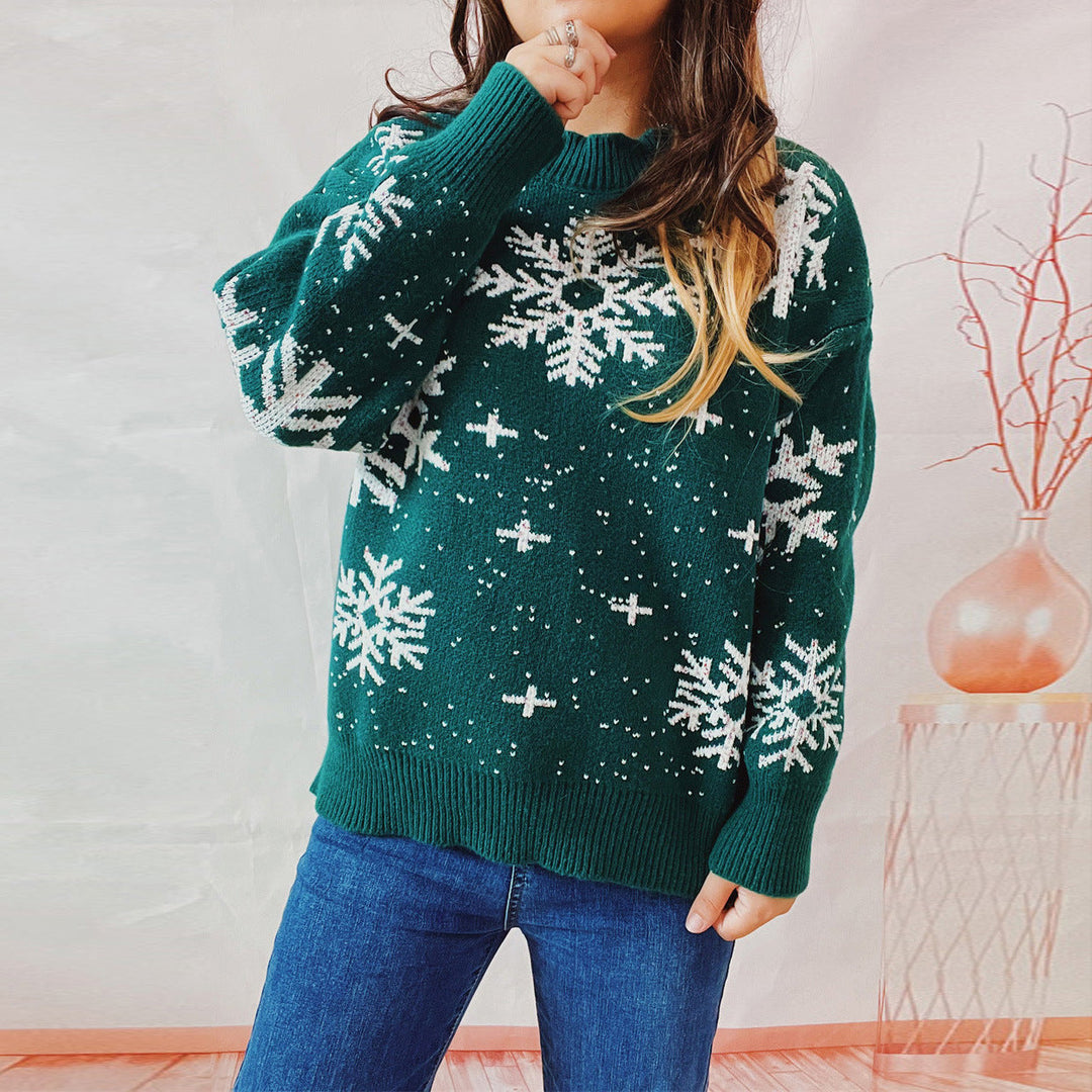 Women's oversized snowflake holiday sweater