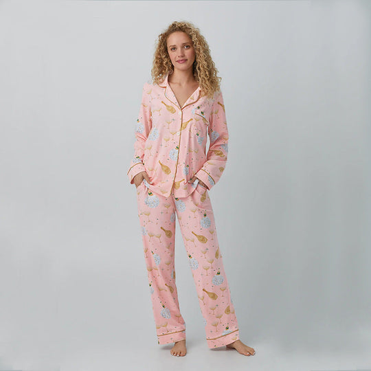 Women's pajama set with playful prints