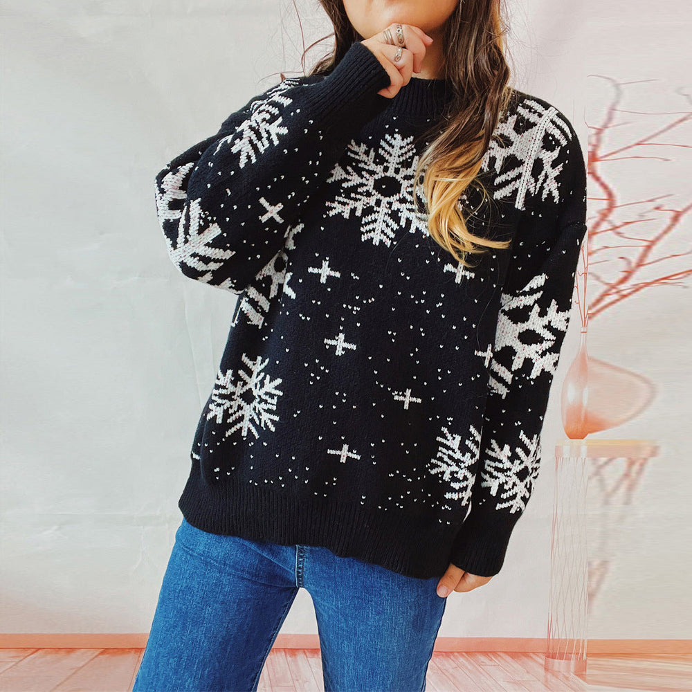 Women's oversized snowflake holiday sweater