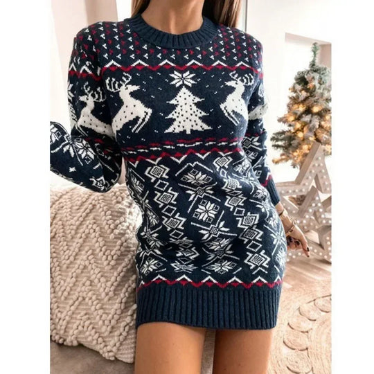 Women's holiday fair isle sweater dress