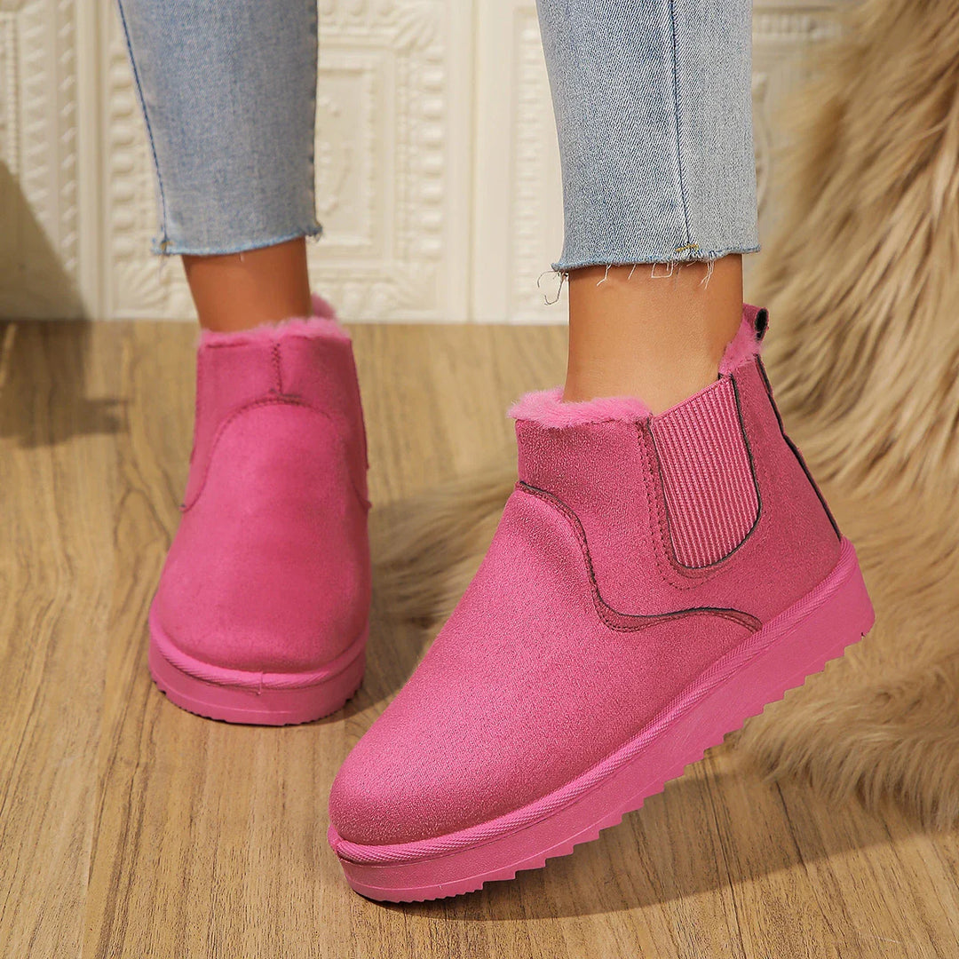 Women's autumn/winter plush slip-on flats ankle snow boots