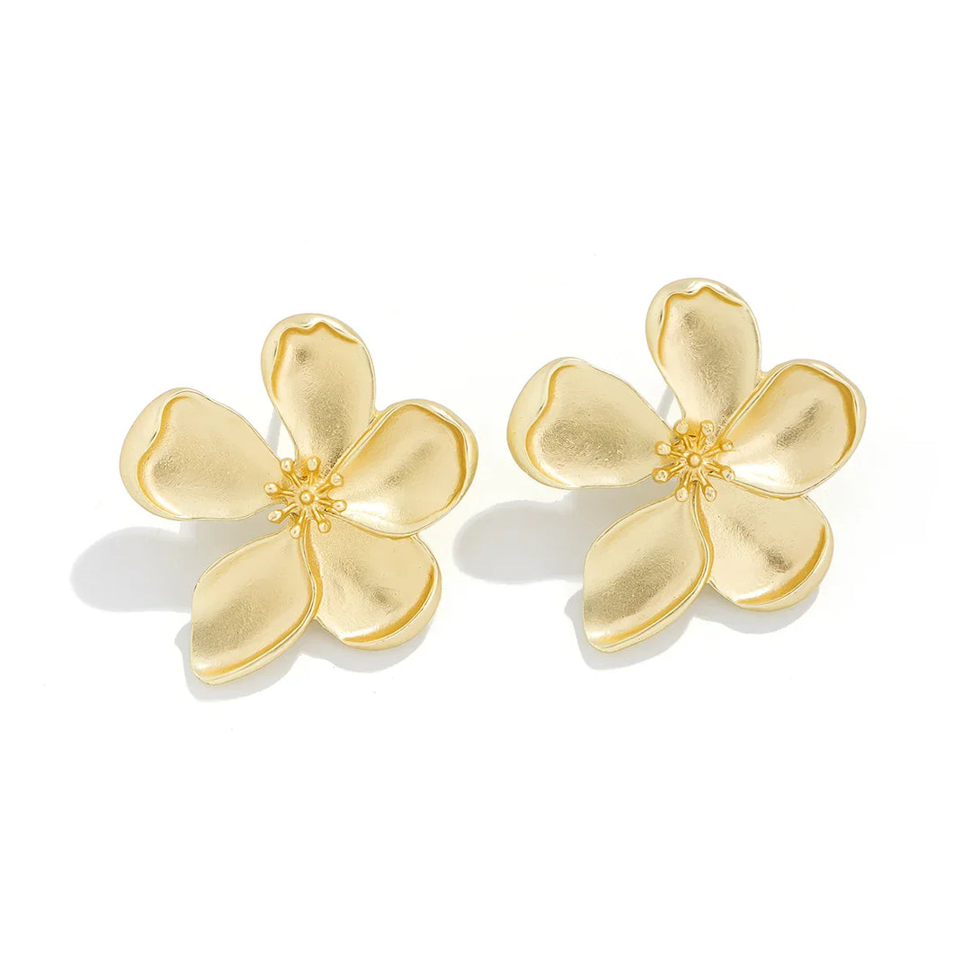 Alessandra - needle retro french metal flower earrings