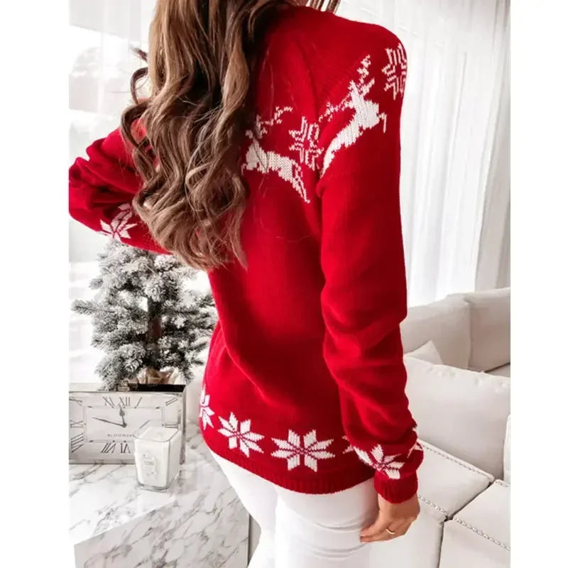 Women's reindeer and snowflake Christmas sweater