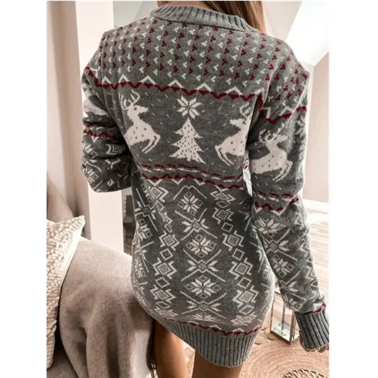 Women's holiday fair isle sweater dress