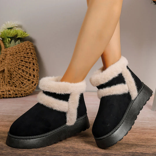 Women's autumn/winter plush platform slip-on ankle booties