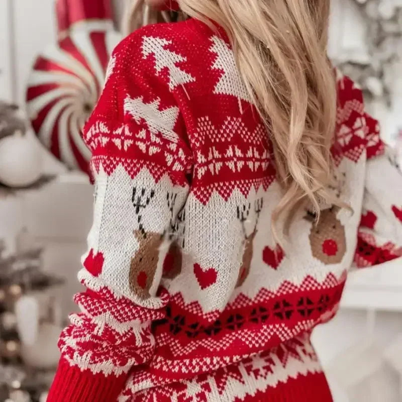 Women's reindeer fair isle holiday sweater