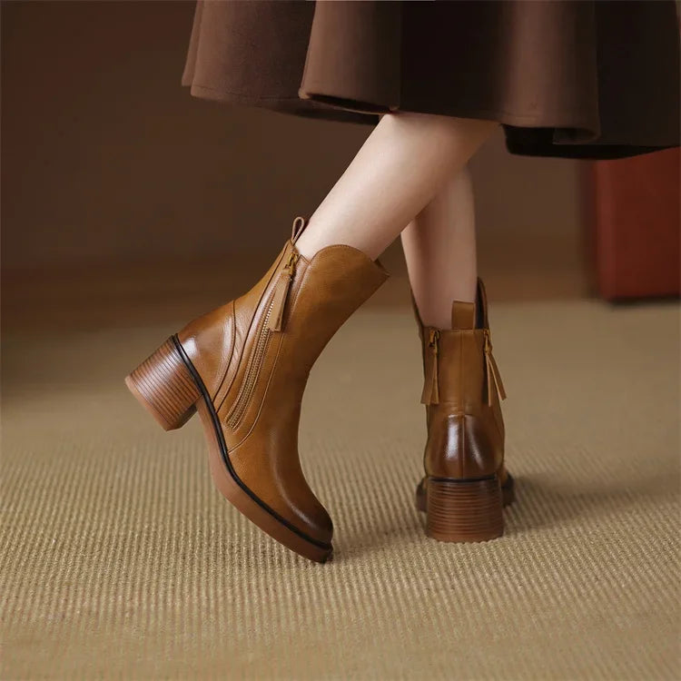 Elle Leather Ankle Boots