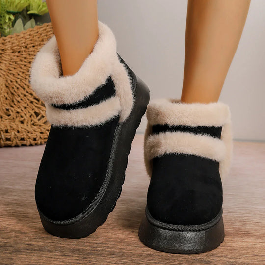 Women's autumn/winter plush platform slip-on ankle booties