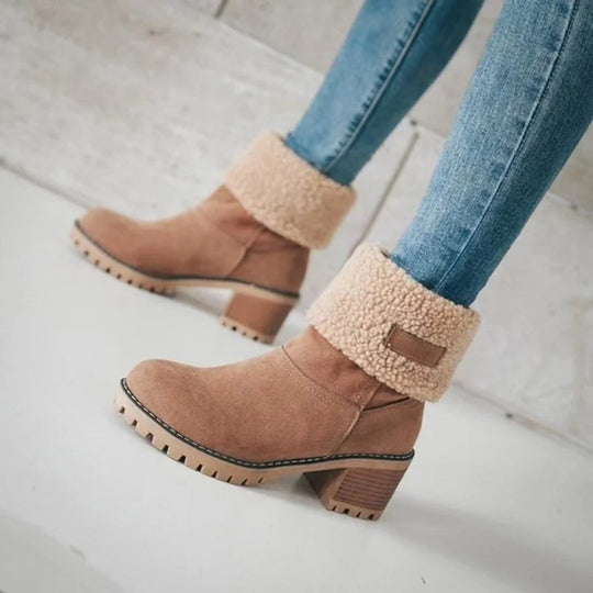 Women's autumn/winter casual square heel round toe block heel boots